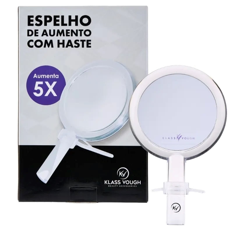 Espelho Dupla Face Aumento 5x Zoom com Base Apoio para Mesa Klass Vough