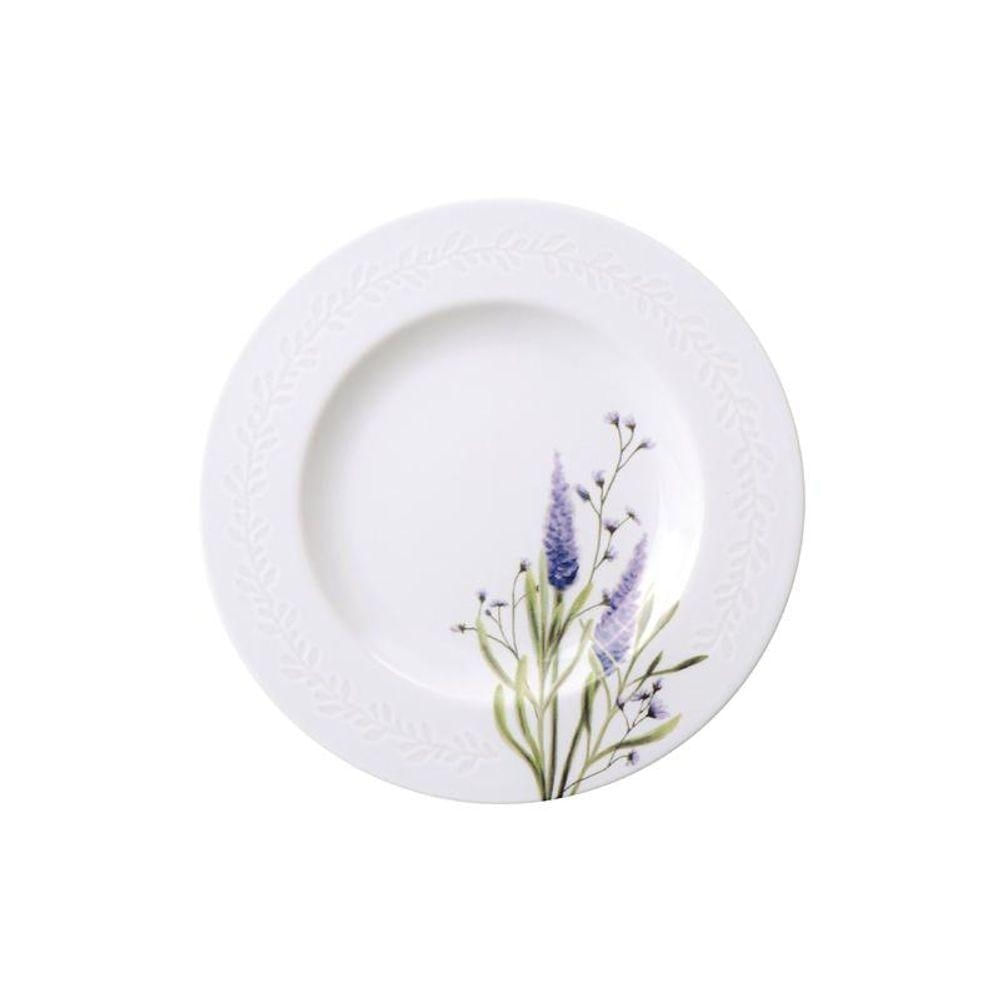 Prato Sobremesa Tramontina Lilla 21cm Em Porcelana Decorada