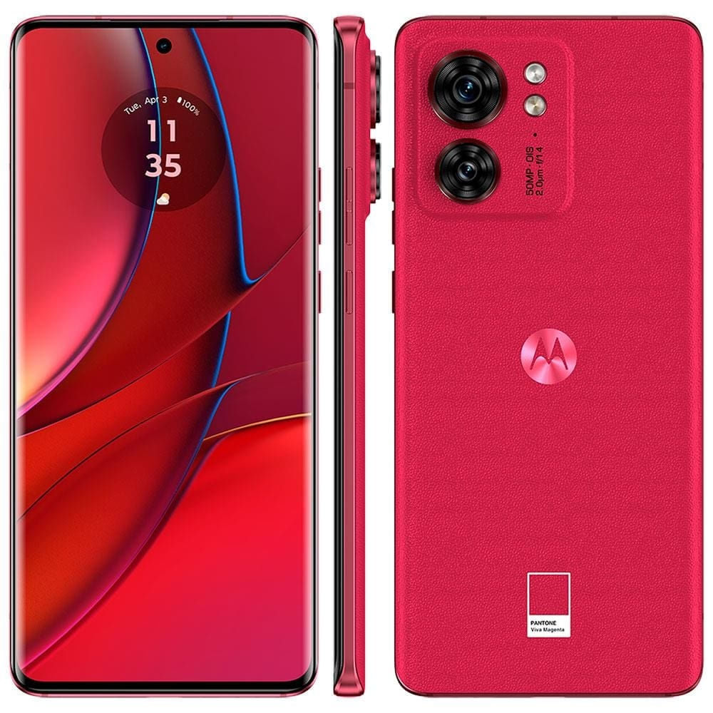 Smartphone Motorola Edge 40 5G Viva Magenta 256GB 8GB RAM Tela de 6.55 Câmera Traseira Dupla Android 13 Processador Dimensity 8020 Octa-Core