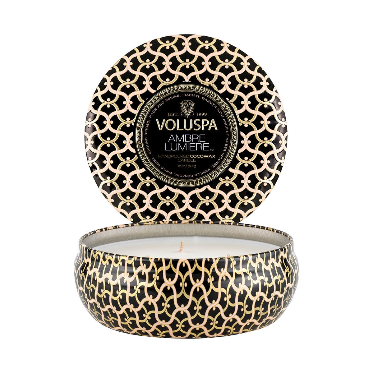 Vela Lata 3 Pavios Ambre Lumiere 60 Horas Voluspa