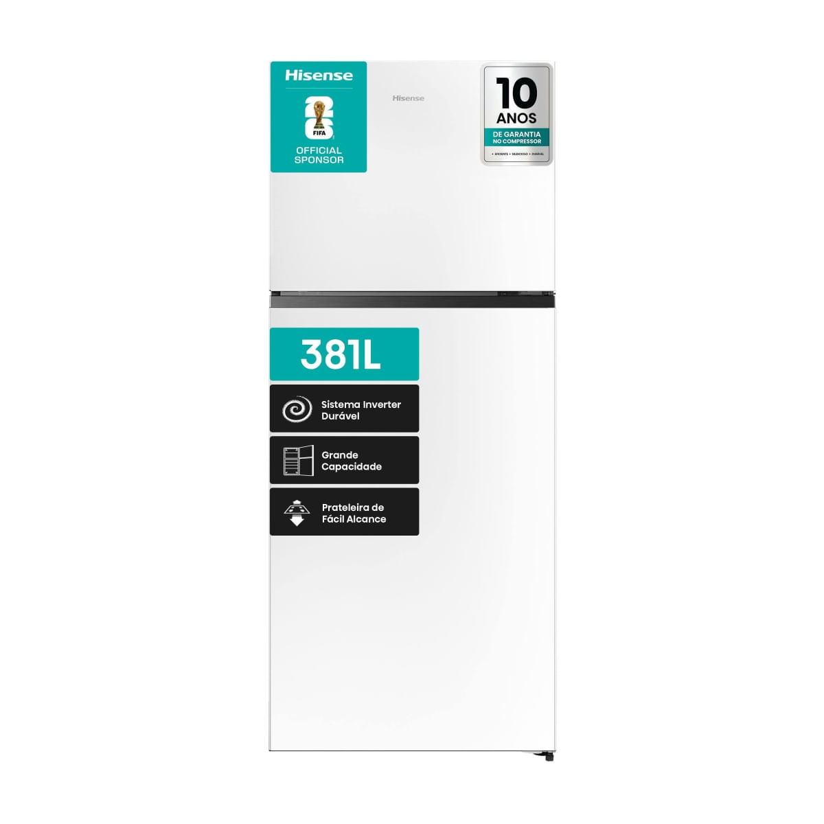 Geladeira Hisense Duplex 379L Frost Free Inverter RT375N3EWA1 Branca 127VHisense Duplex 379L Frost Free Inverter RT375N3EWA1 Branca