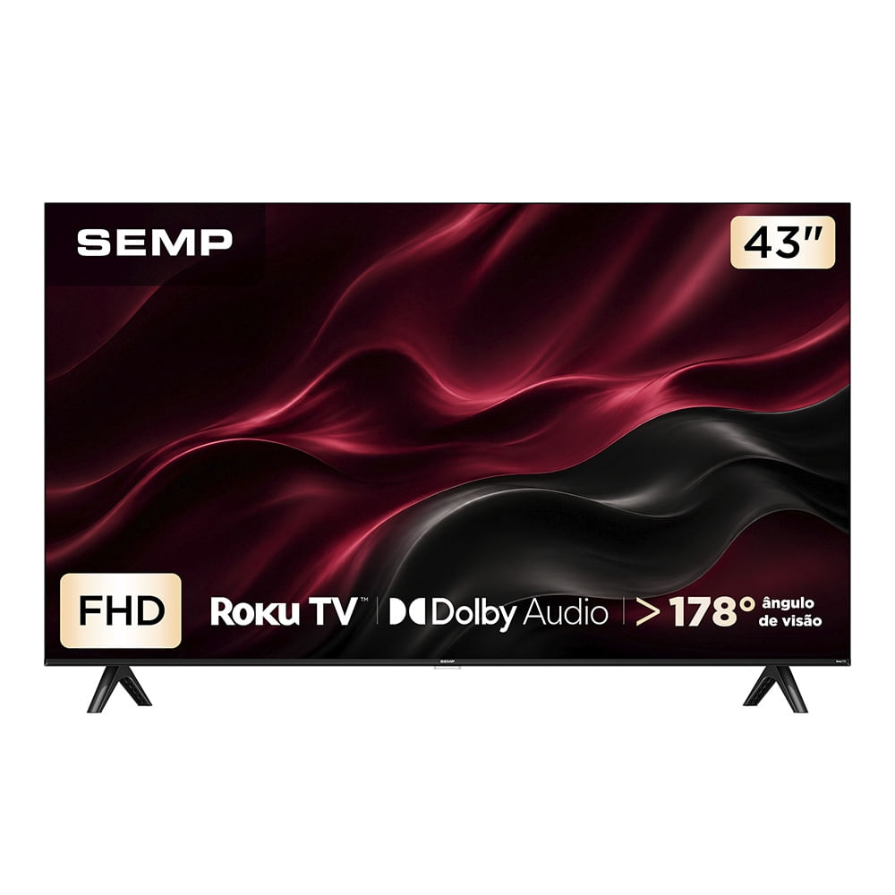 Smart TV Semp 43 Polegadas LED Full HD S42R Roku TV Wi-Fi Dolby Audio Brilho até 240 Nits 43S42R