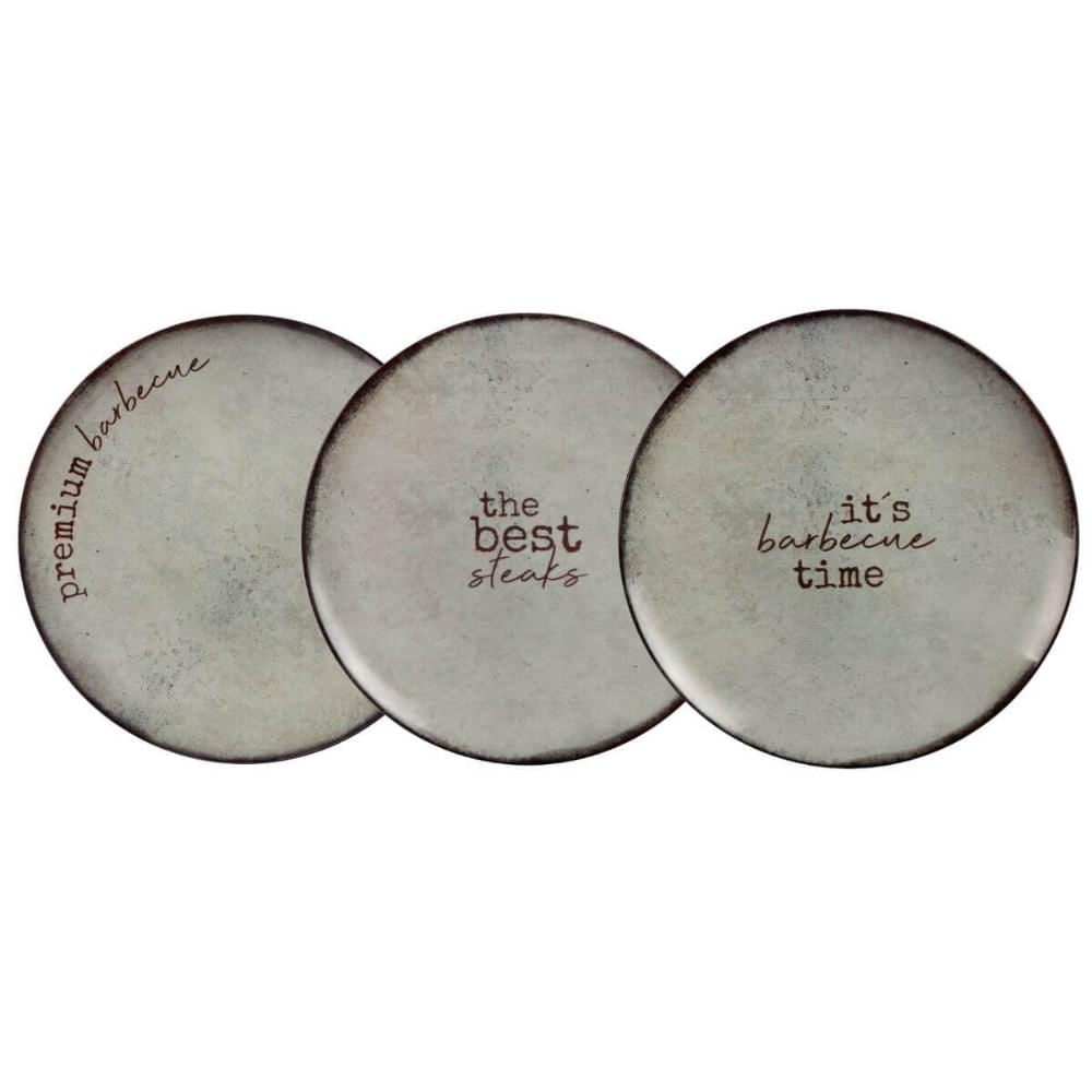 Conjunto 6 Pratos Churrasco Rustic 28cm Sortido Porcelana Tramontina Mesa Posta Rasos