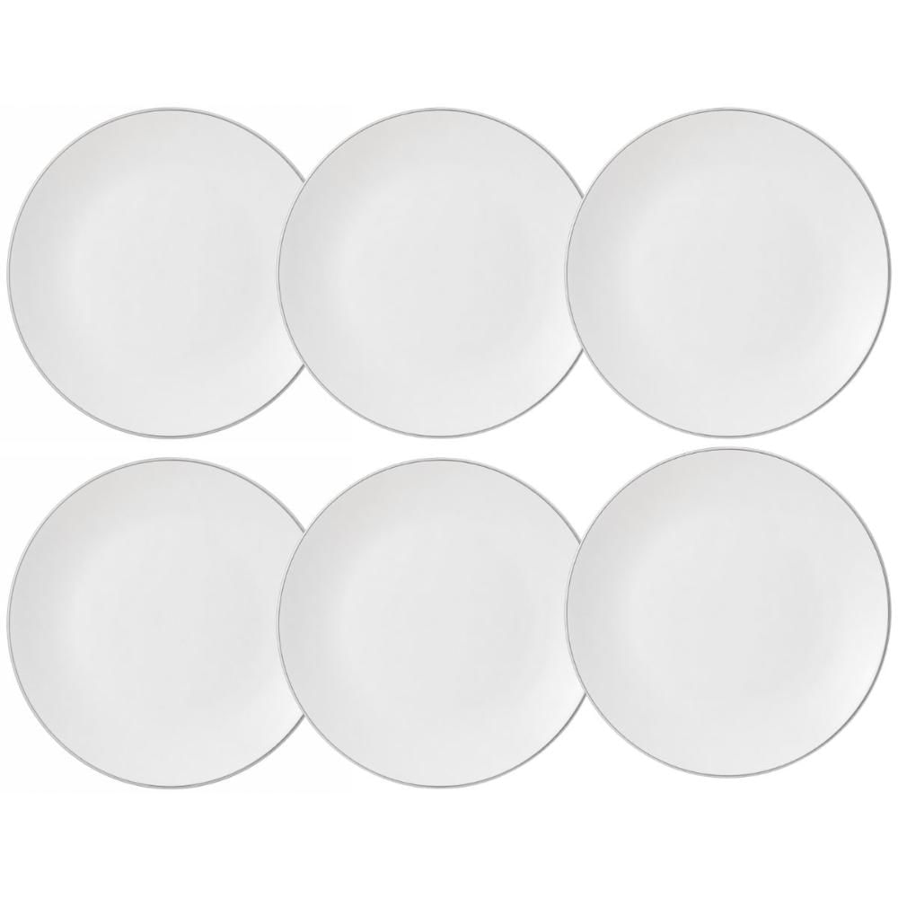 Conjunto 6 Pratos para Sobremesa 19cm Porcelana Legacy Silve
