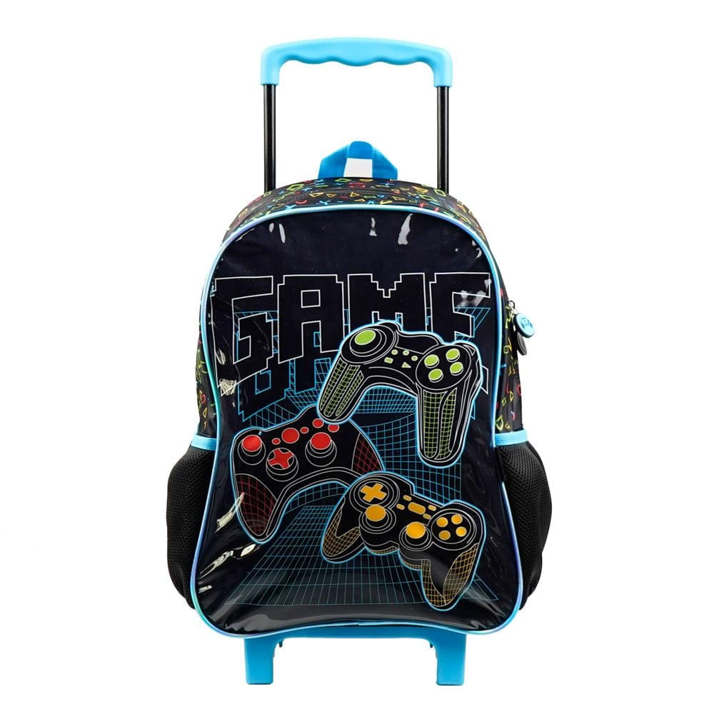 Mochila de Rodinhas Video Game Preta U / Preto