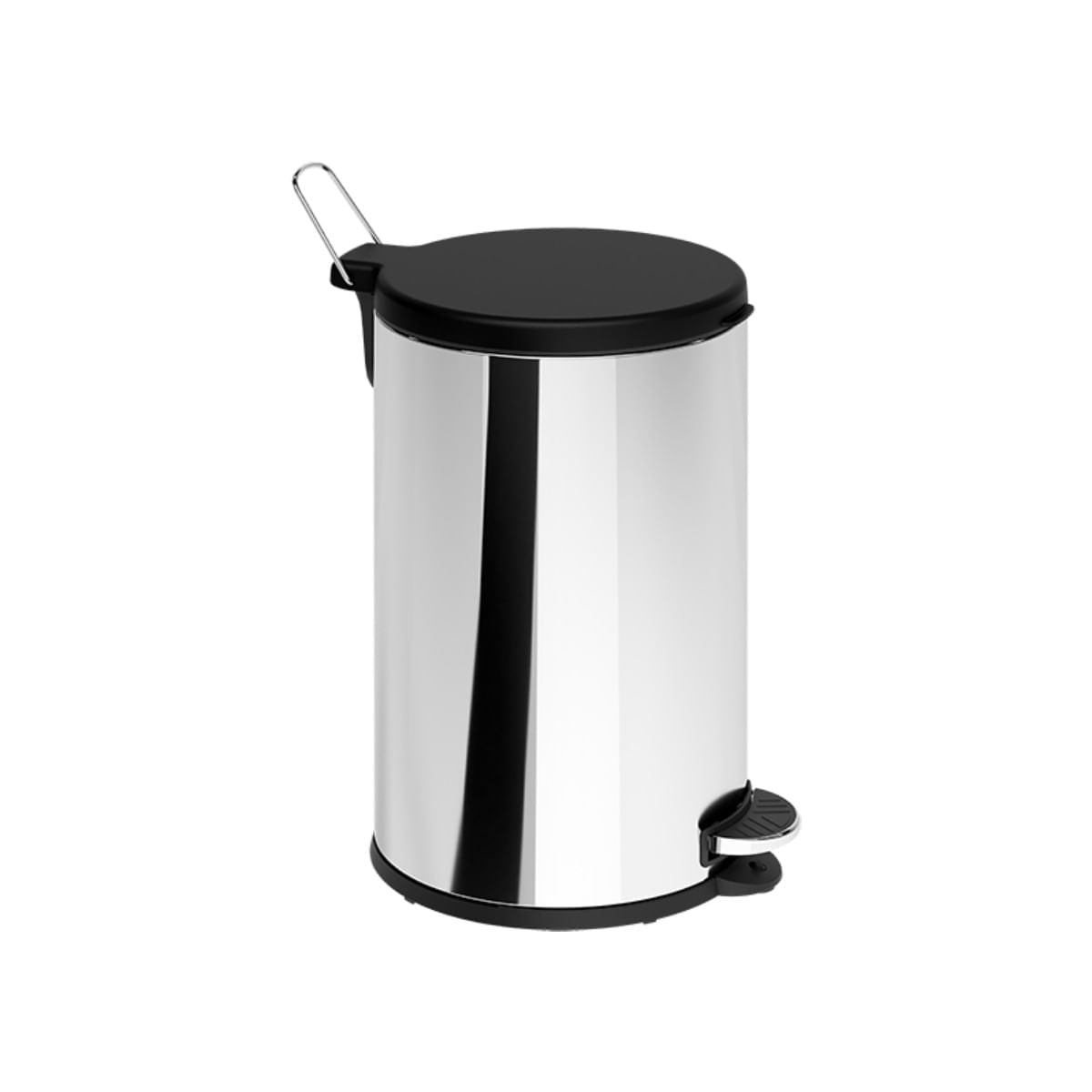 Lixeira com Pedal 15 L Aço Inoxidável com Tampa em Polipropileno cor Preto Flat Brinox Inox