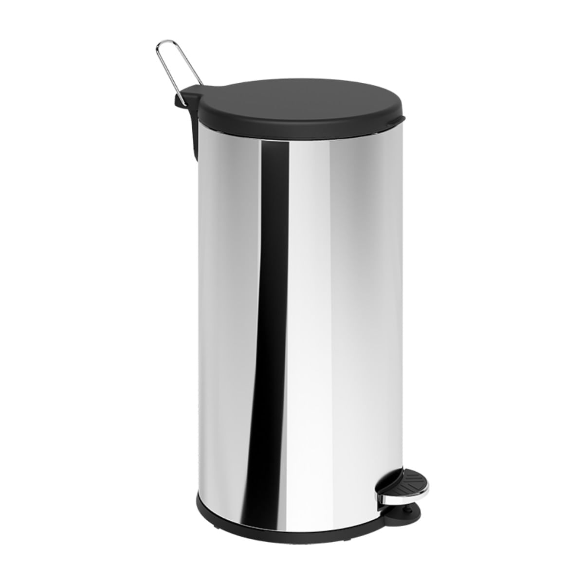 Lixeira com Pedal 20 L Aço Inoxidável com Tampa em Polipropileno cor Preto Flat Brinox Inox