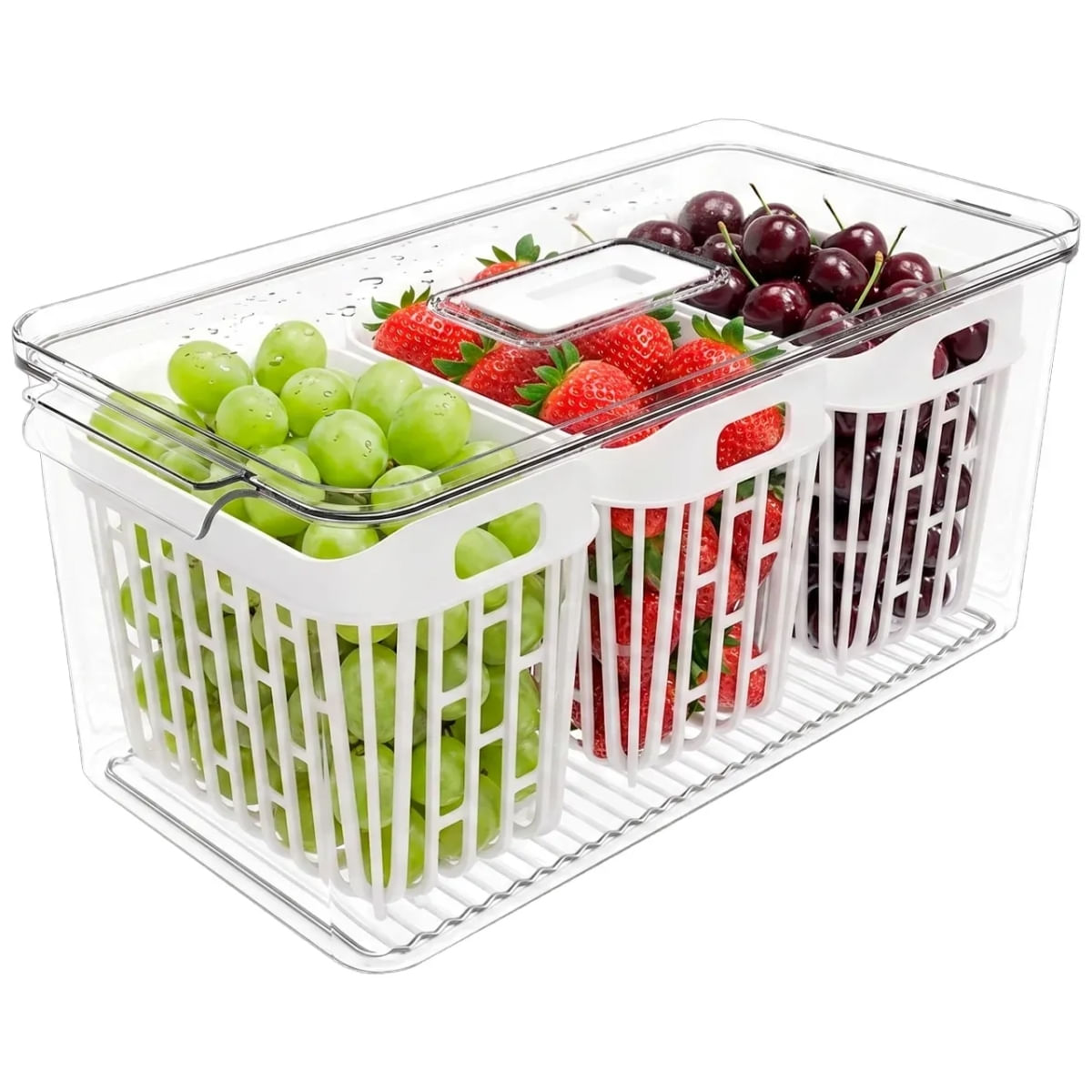 Organizador de Geladeira Coza Dry 6 Litros com 3 Cestos Cristal