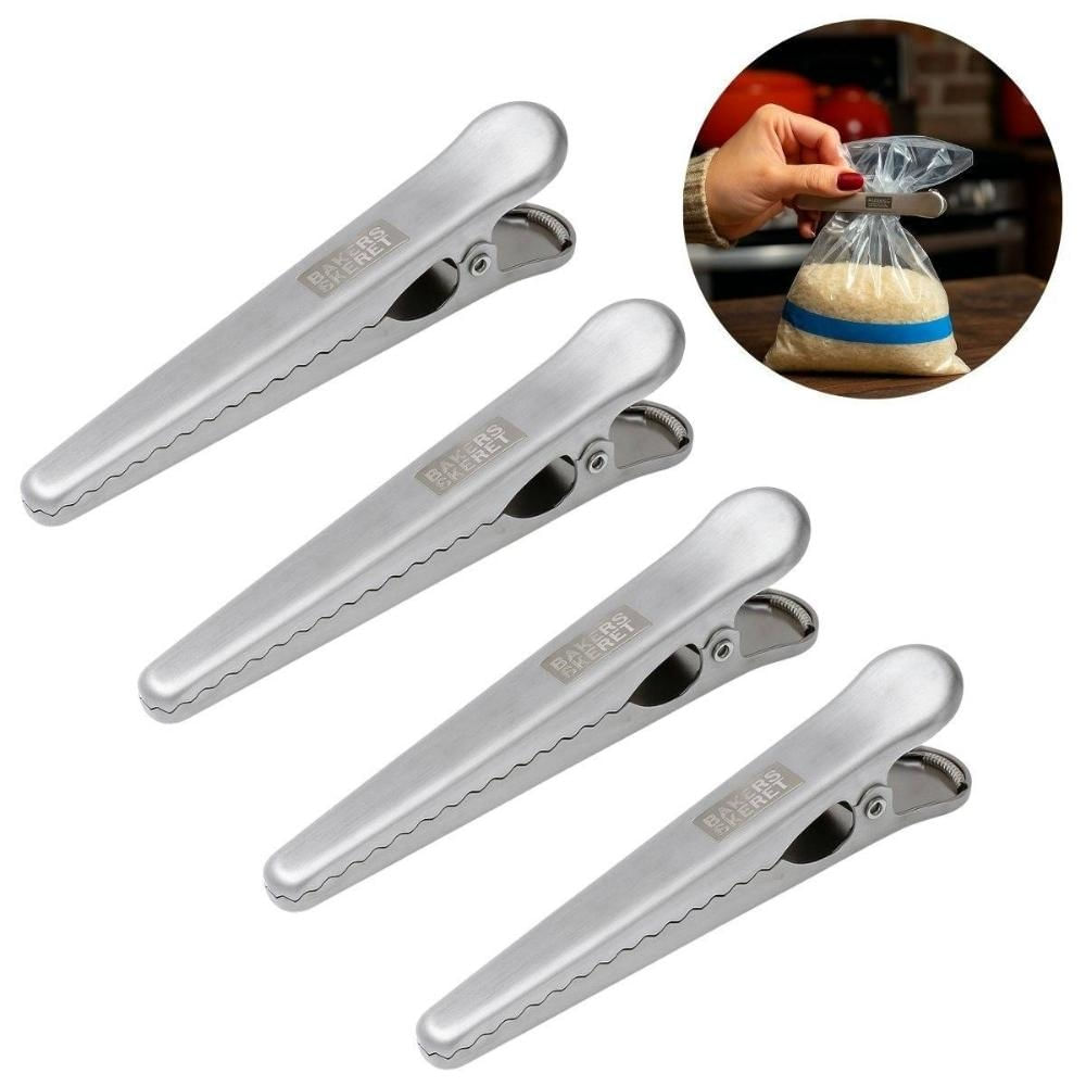 Kit 4 Prendedores Em Inox Alimentos Vedação Sacos Snakcs