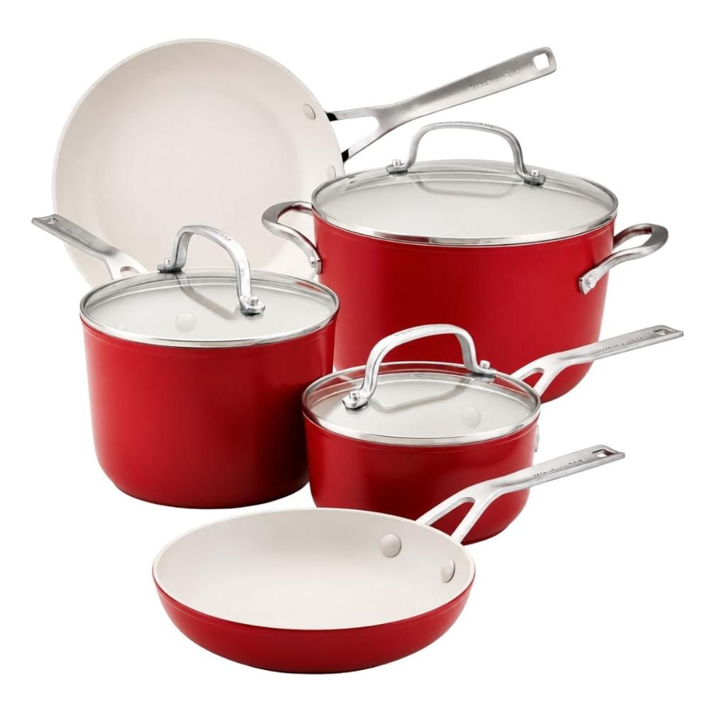 Jogo Panelas Tampa Frigideiras Alumínio 8 Peças KitchenAid