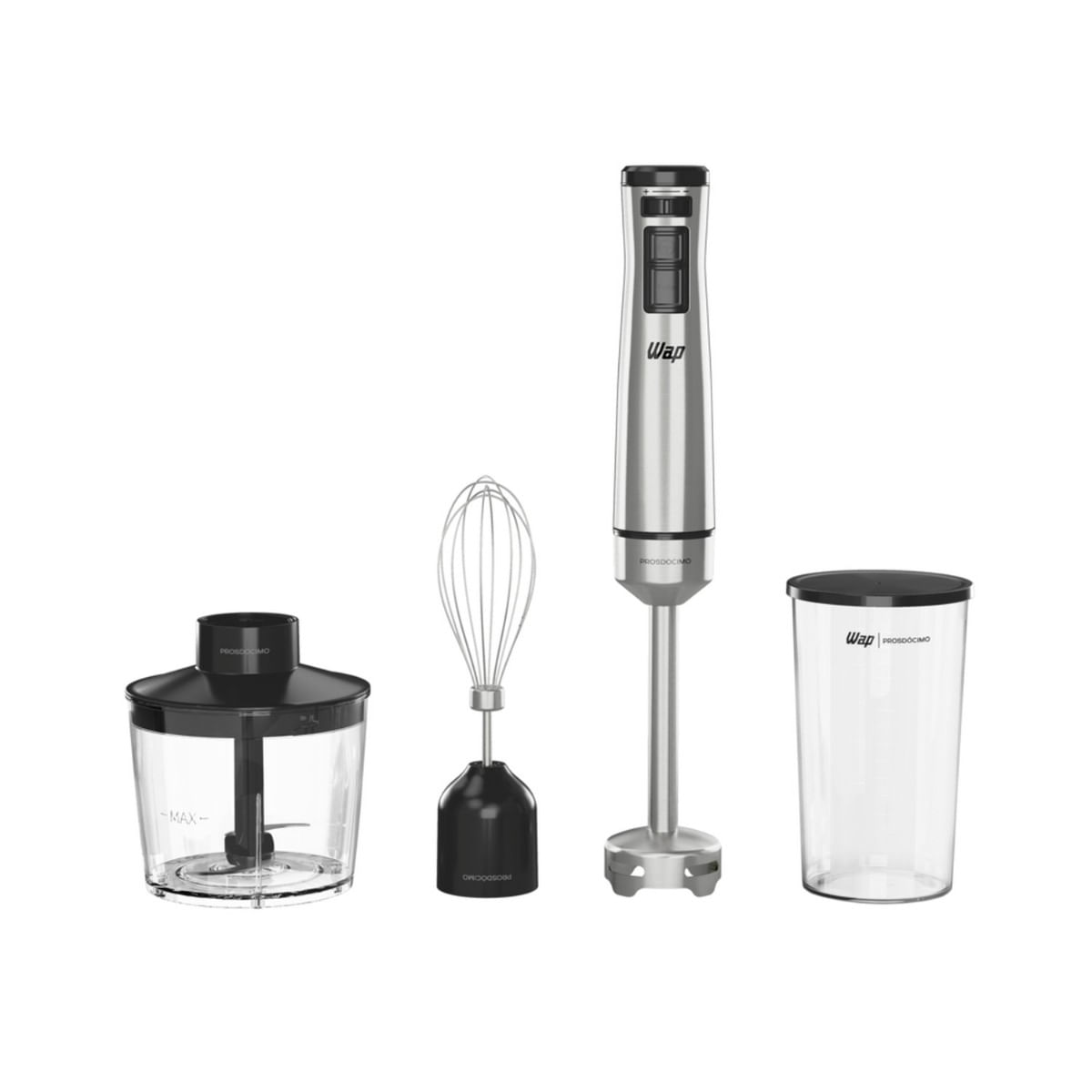 Mixer 3 em 1 Wap Inox Prosdócimo Wm1 Processador de Alimentos Elétrico Portátil Turbo Desmontável Miniprocessador INOX / 110