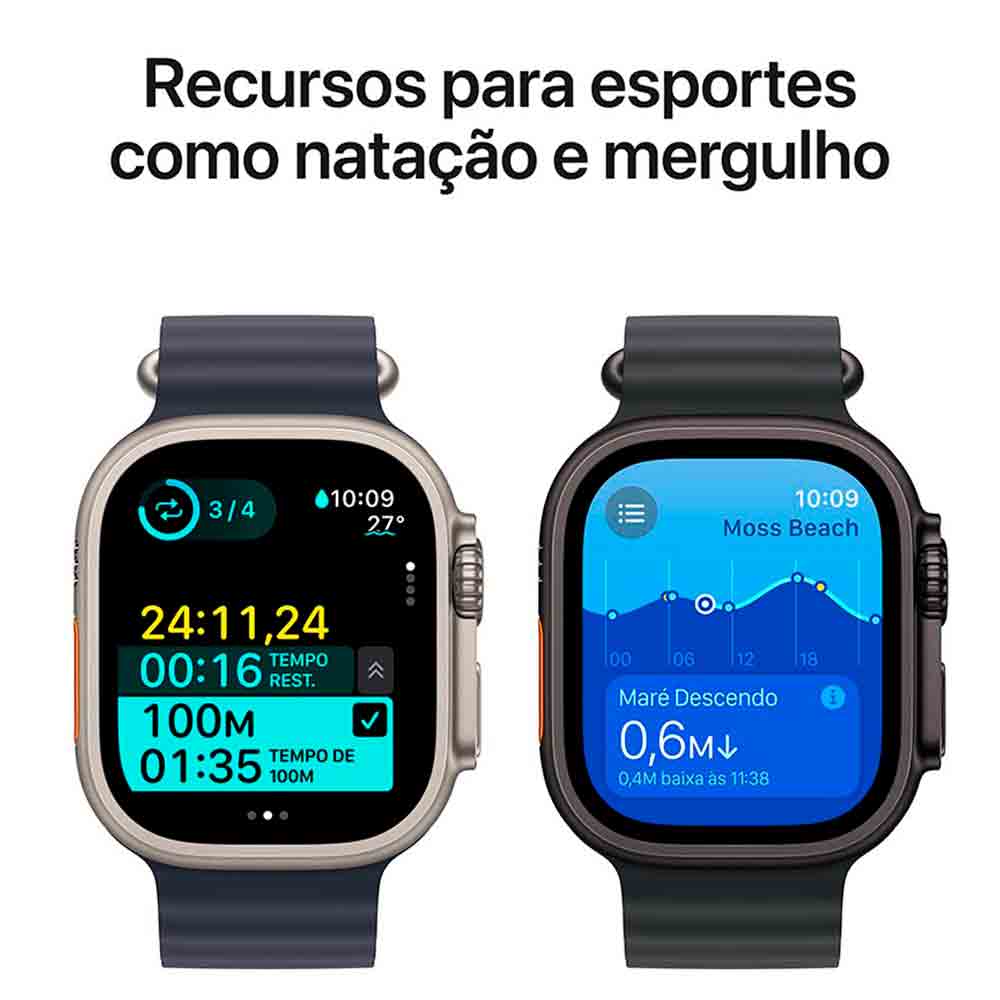 Apple Watch Ultra 2 (GPS + Cellular 49mm) Caixa Natural de Titânio com Pulseira Loop Trail Azul - M/G