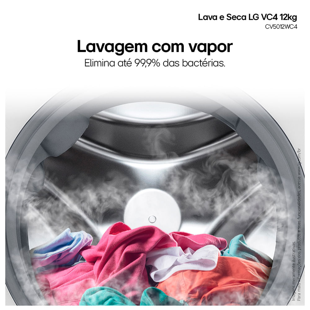 Lava e Seca 12Kg LG Smart Branca com 12 Programas de Lavagem - CV5012WC4