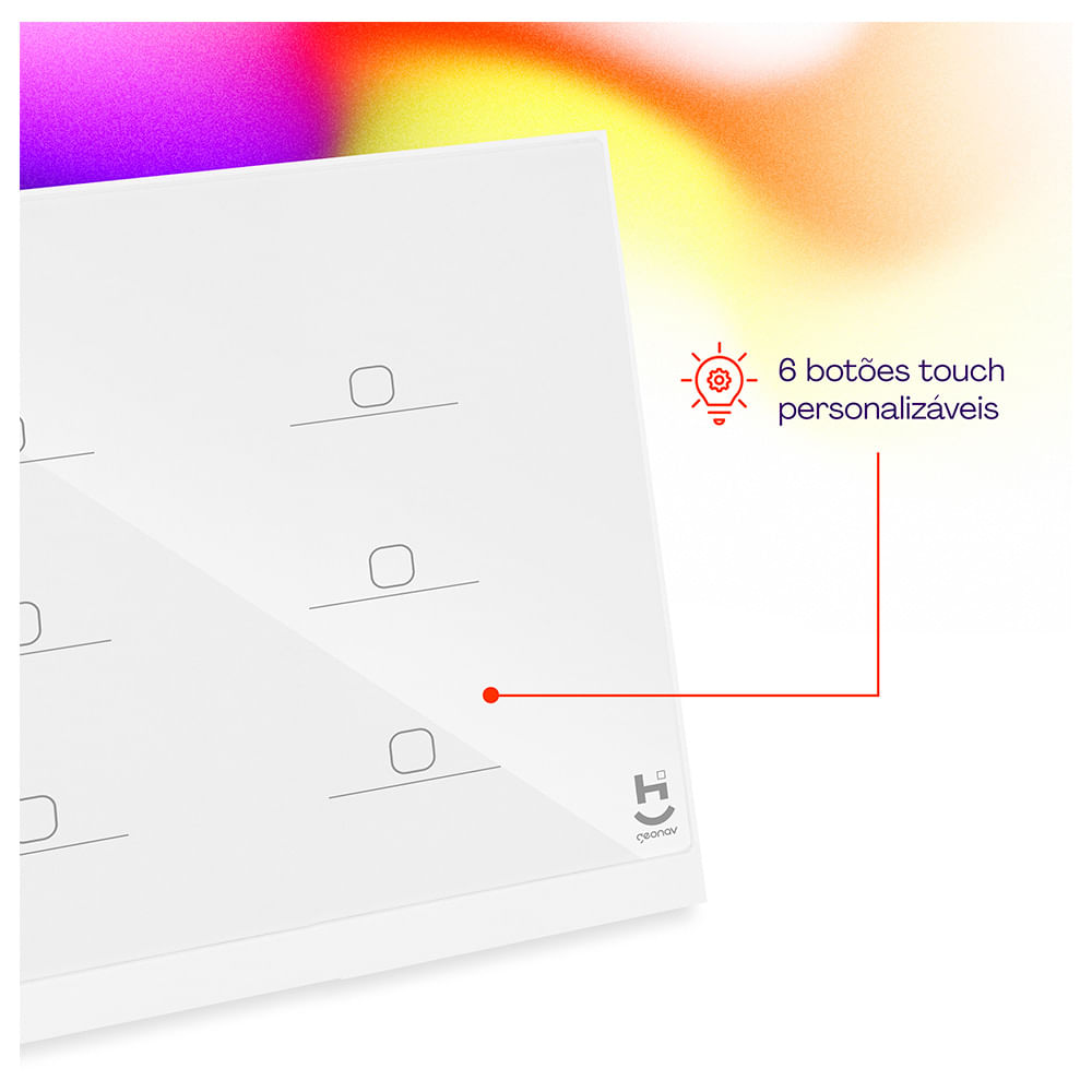 Interruptor Inteligente 6 Teclas Conexão Zigbee Compatível com Assistente de voz, IOS e Android Branco - Geonav
