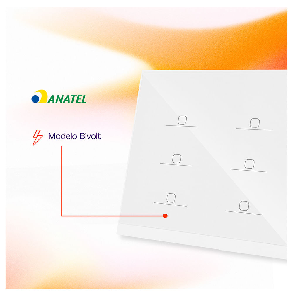 Interruptor Inteligente 6 Teclas Conexão Zigbee Compatível com Assistente de voz, IOS e Android Branco - Geonav