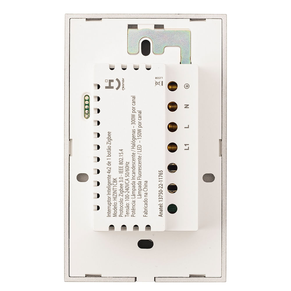 Interruptor Inteligente 1 Tecla Conexão Zigbee Compatível com Assistente de voz, IOS e Android Preto - Geonav