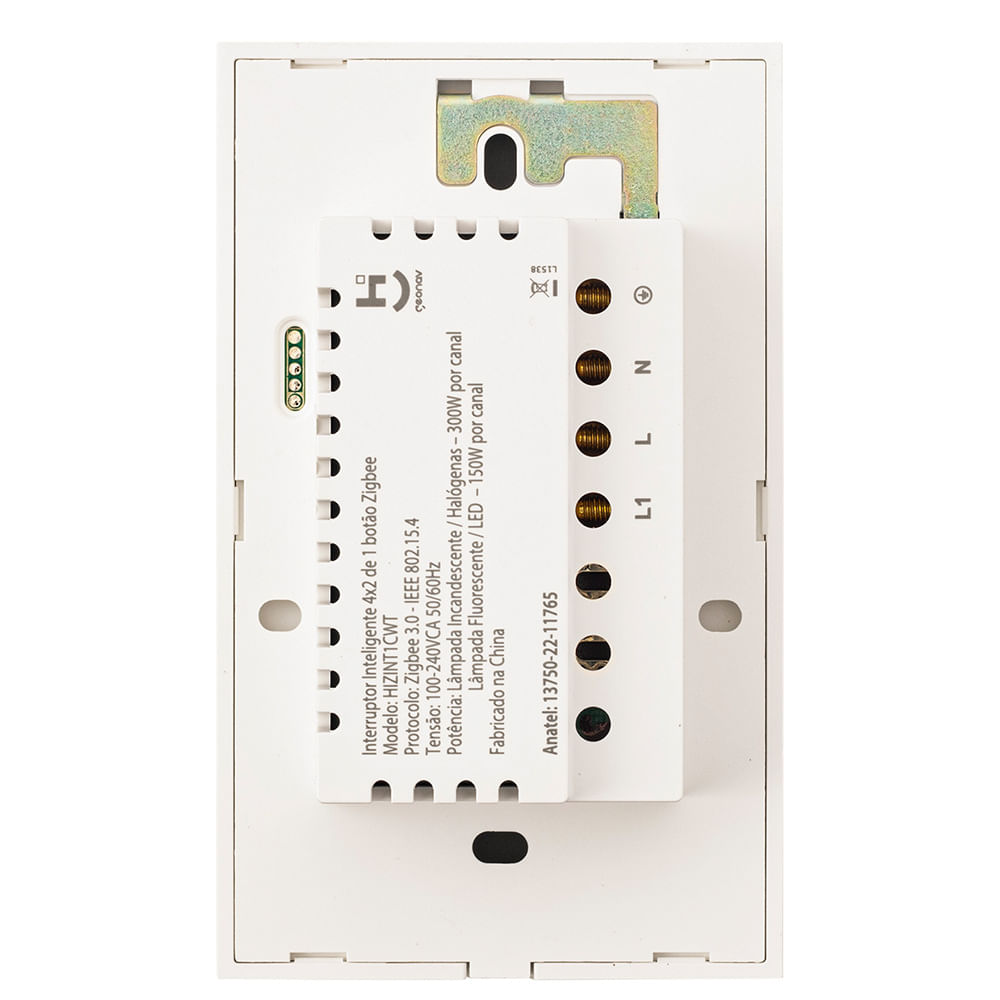 Interruptor Inteligente 1 Tecla Conexão Zigbee Compatível com Assistente de voz, IOS e Android Branco - Geonav