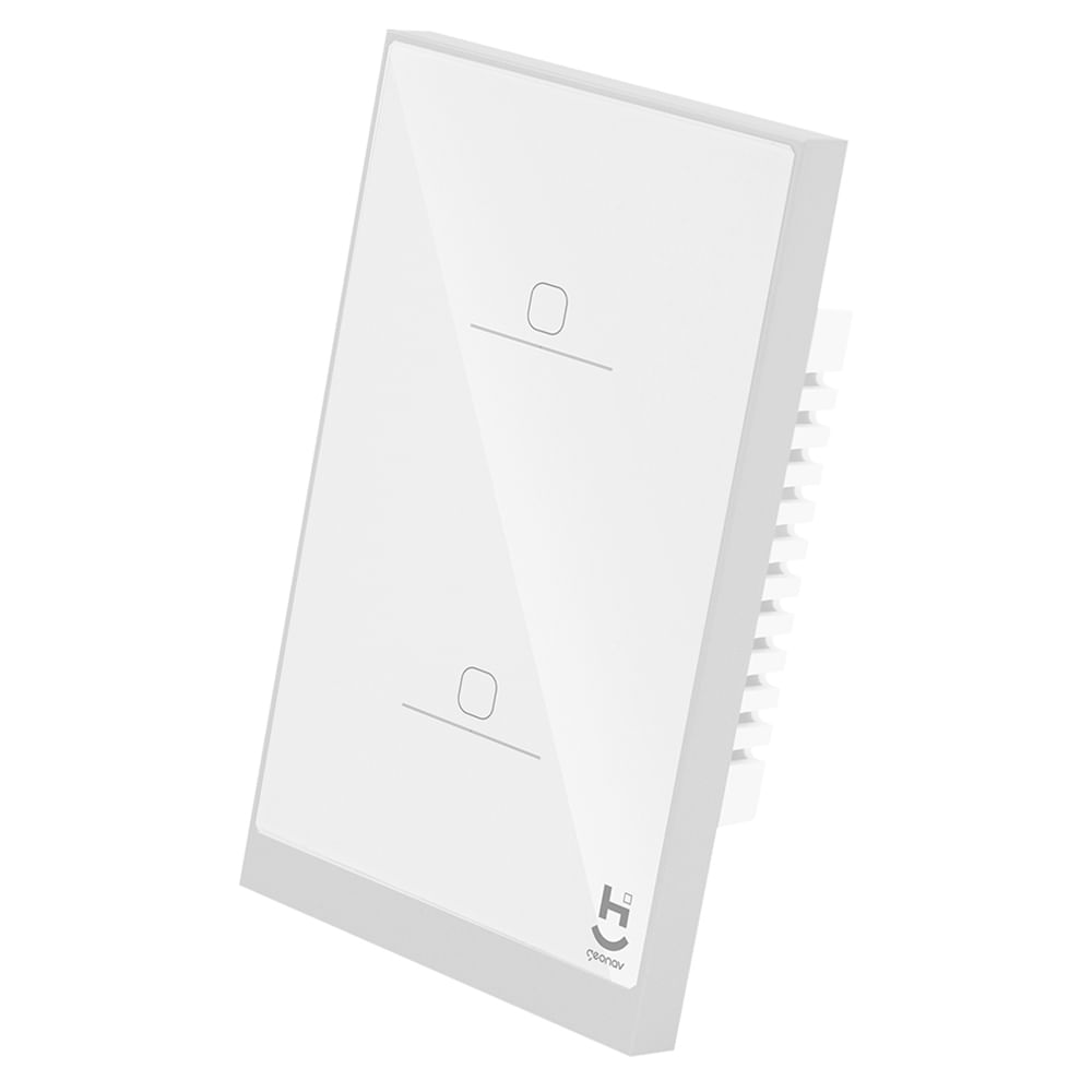 Interruptor Inteligente 2 Teclas Conexão Zigbee Compatível com Assistente de voz, IOS e Android Branco - Geonav