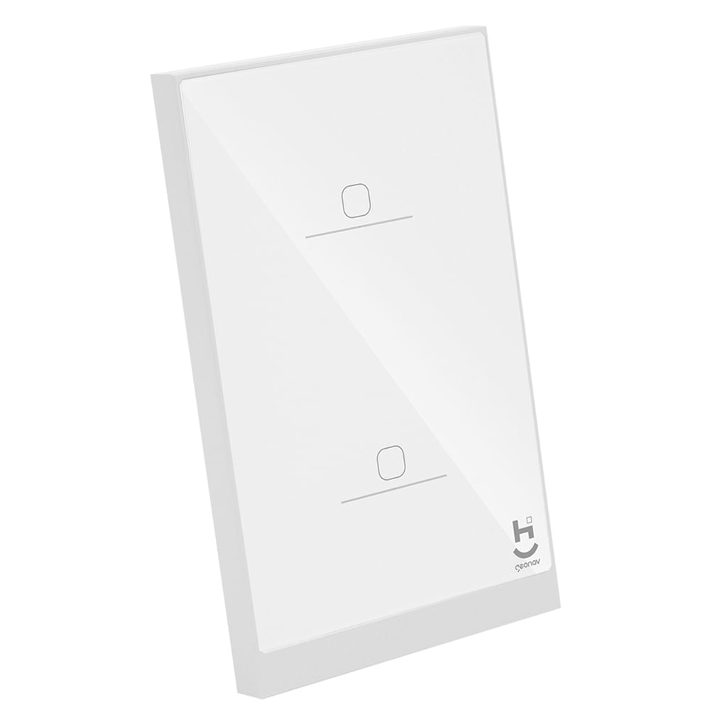 Interruptor Inteligente 2 Teclas Conexão Zigbee Compatível com Assistente de voz, IOS e Android Branco - Geonav