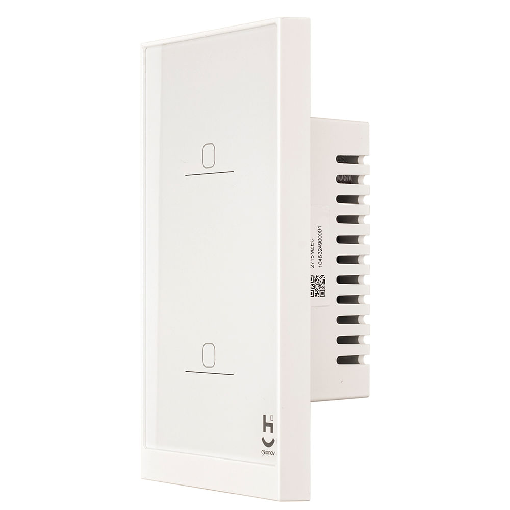 Interruptor Inteligente 2 Teclas Conexão Zigbee Compatível com Assistente de voz, IOS e Android Branco - Geonav