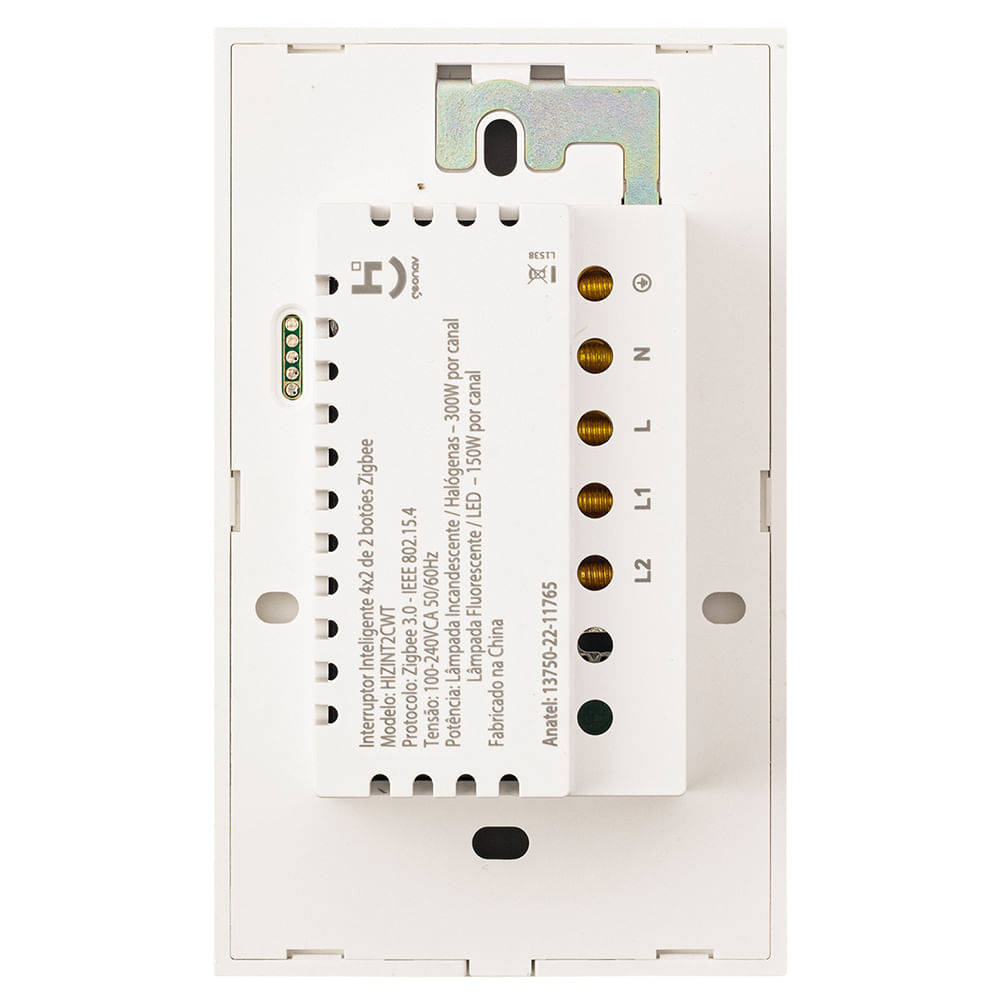 Interruptor Inteligente 2 Teclas Conexão Zigbee Compatível com Assistente de voz, IOS e Android Branco - Geonav