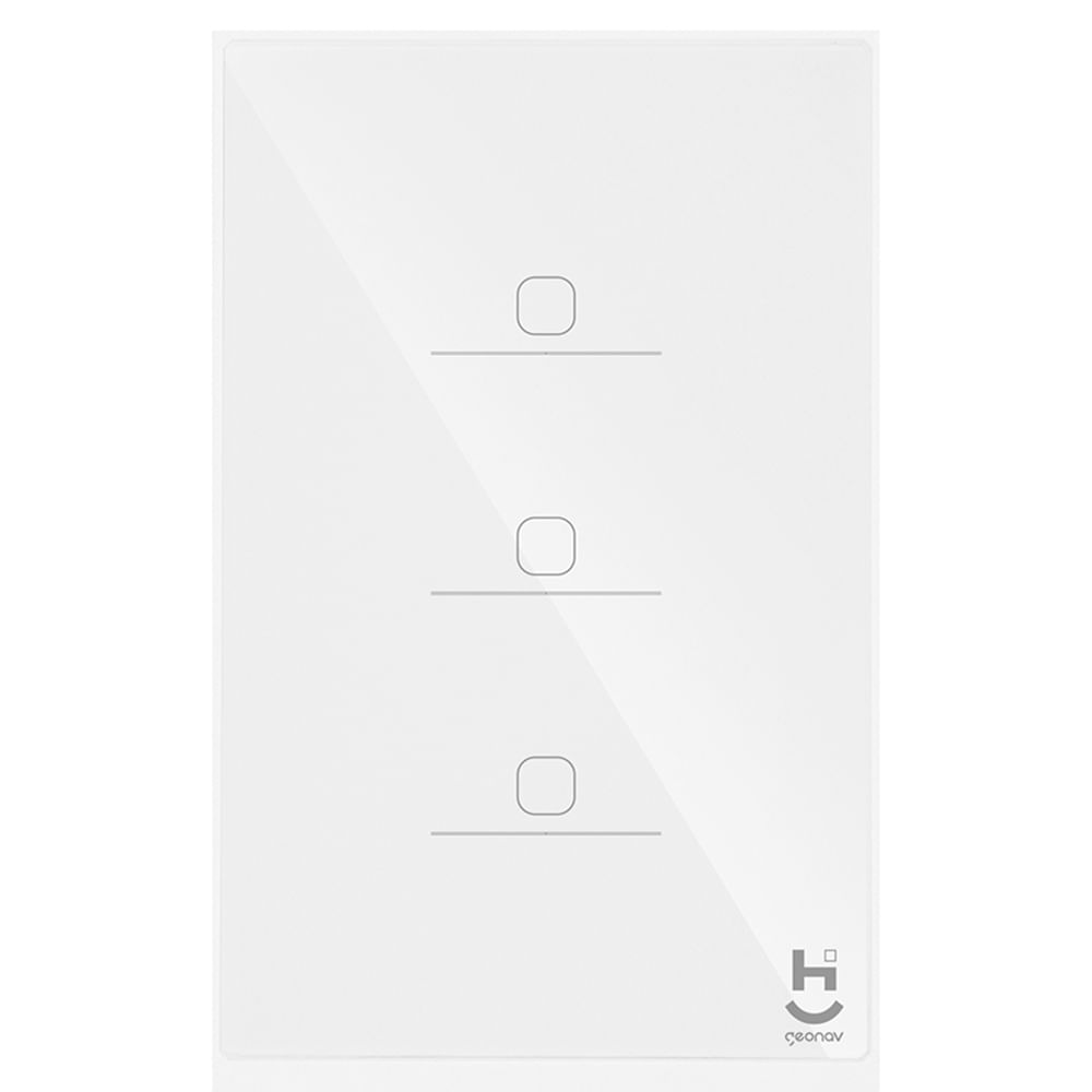 Interruptor Inteligente 3 Teclas Conexão Zigbee Compatível com Assistente de voz, IOS e Android Branco - Geonav