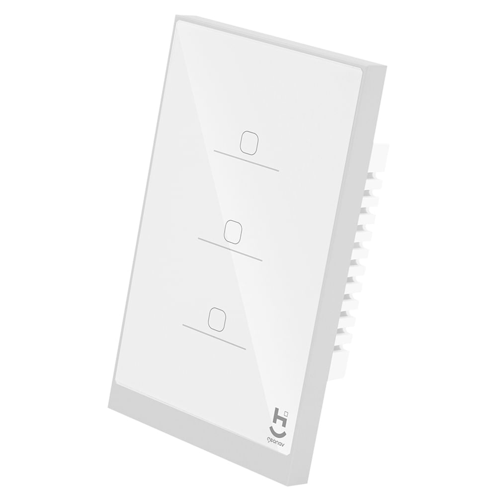 Interruptor Inteligente 3 Teclas Conexão Zigbee Compatível com Assistente de voz, IOS e Android Branco - Geonav