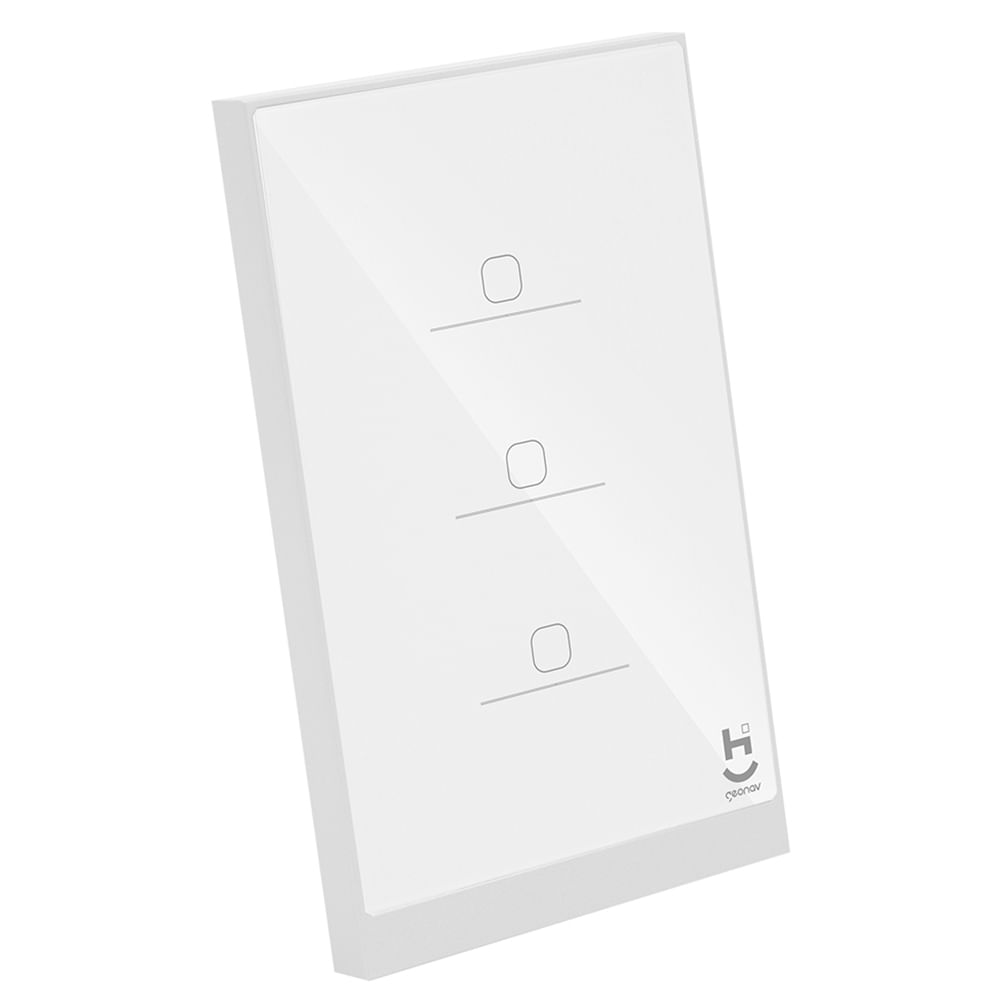 Interruptor Inteligente 3 Teclas Conexão Zigbee Compatível com Assistente de voz, IOS e Android Branco - Geonav