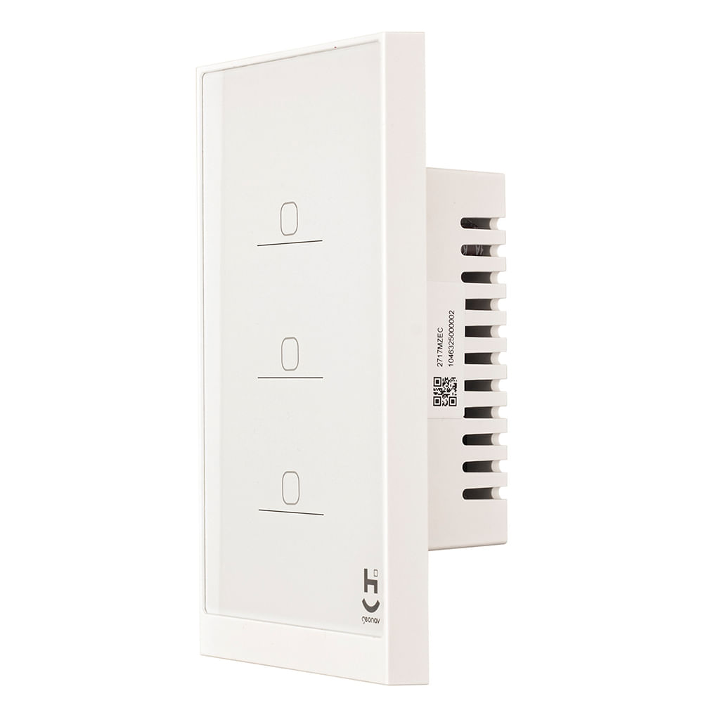 Interruptor Inteligente 3 Teclas Conexão Zigbee Compatível com Assistente de voz, IOS e Android Branco - Geonav