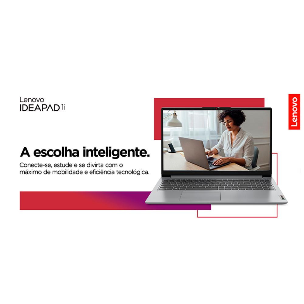 Notebook Lenovo IdeaPad 1i, Intel Core i3-1215U, 8GB/256GB SSD, Win11, Tela 15,6" - 82VY000SBR