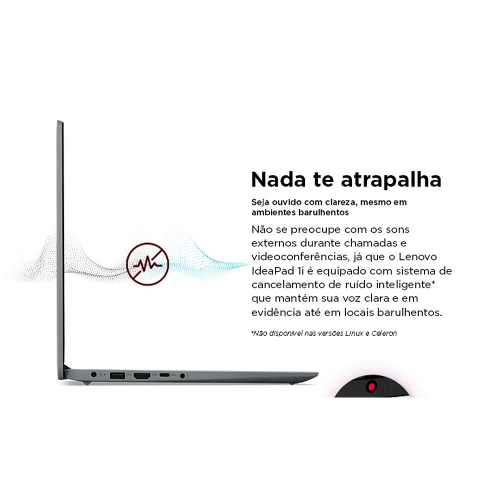 Notebook Lenovo IdeaPad 1i, Intel Core i3-1215U, 8GB/256GB SSD, Win11, Tela 15,6" - 82VY000SBR
