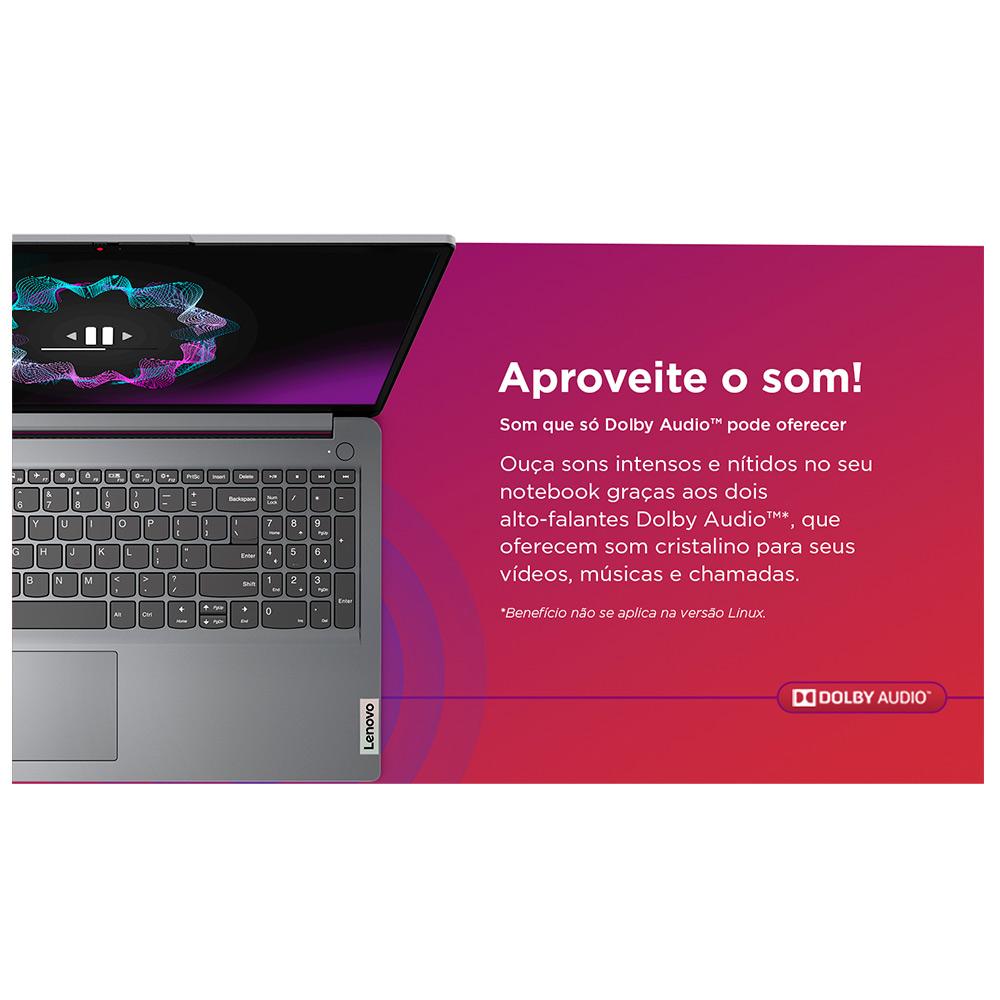Notebook Lenovo IdeaPad 1i, Intel Core i3-1215U, 8GB/256GB SSD, Win11, Tela 15,6" - 82VY000SBR