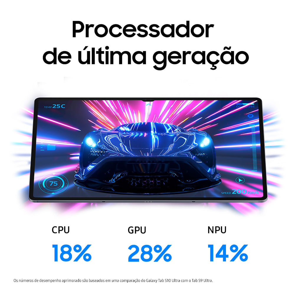Tablet Samsung Galaxy S10 Ultra Cinza com 14,6", Wi-Fi, Android 14, Processador MediaTek Dimensity 9300 e 512GB