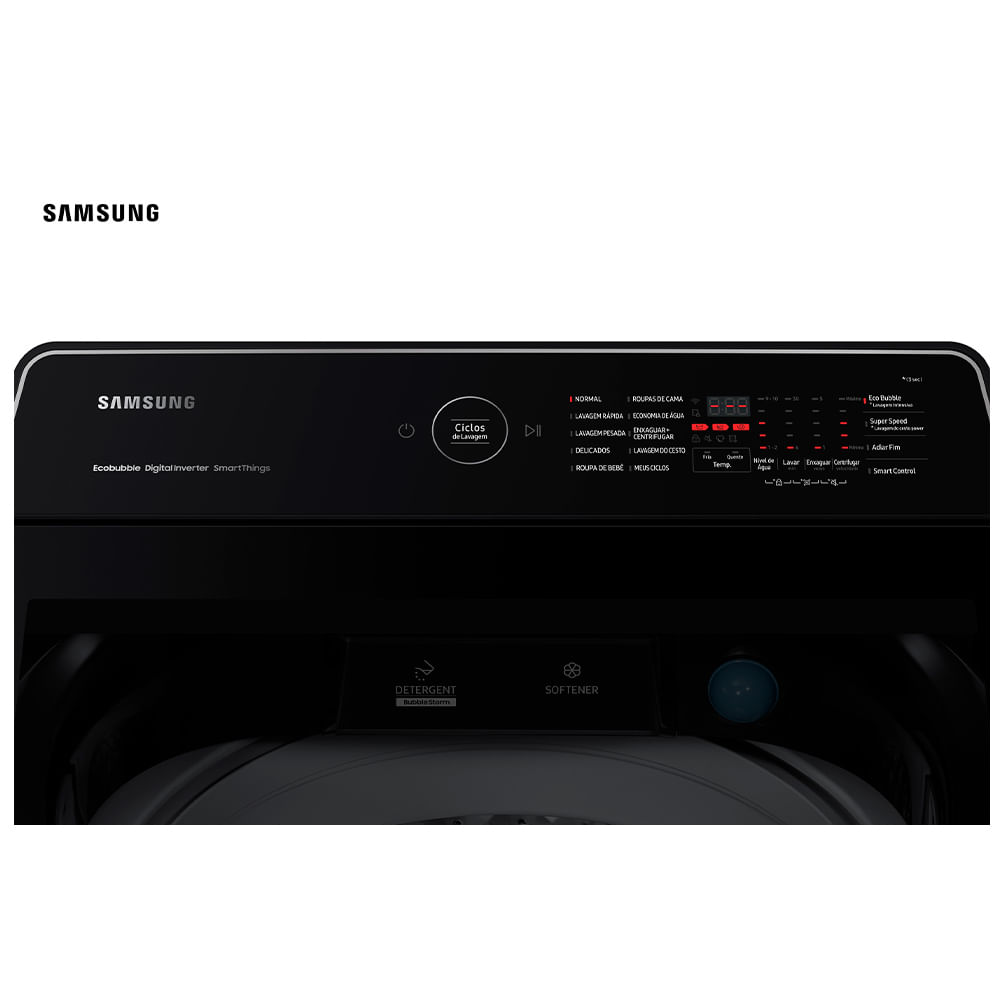 Lavadora de Roupas Smart Samsung 17 Kg Digital Inverter Black Caviar com 10 Programas de Lavagem - WA17CG