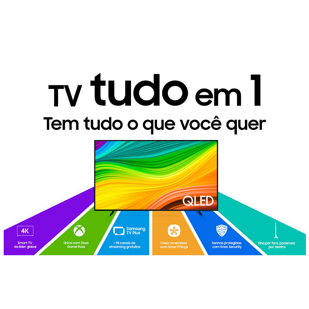 Smart TV Samsung QLED 4K 65" Polegadas 65Q60DTO 2024 Modo Game, Som em Movimento, Tela sem limites e Wi-Fi