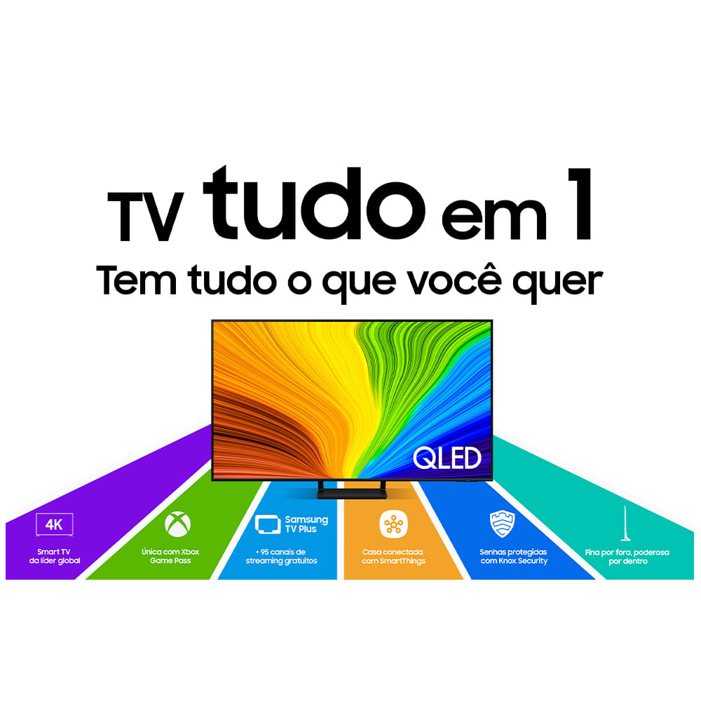 Smart TV Samsung QLED 4K 55" Polegadas 55Q70D 2024, Processador com AI, Gaming Hub, Alexa built in e Wi-Fi