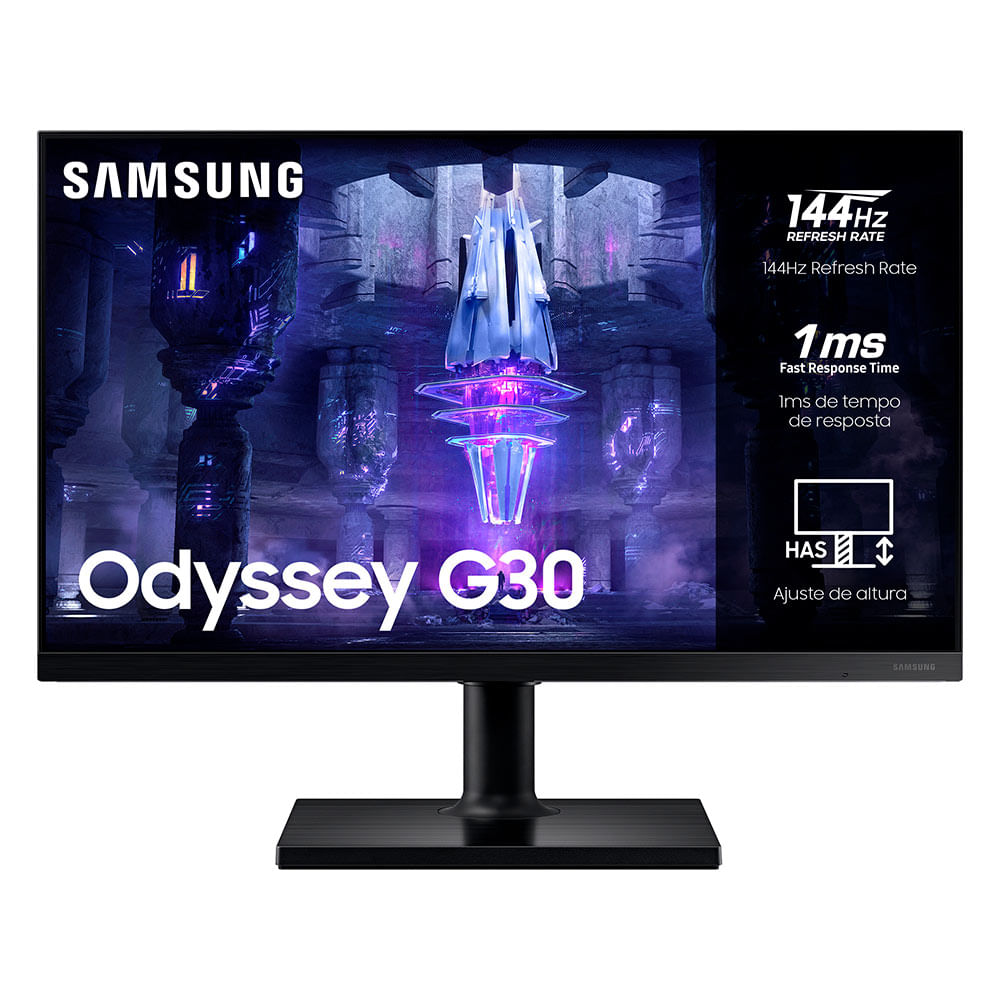 Monitor Gamer Odyssey G30 24" Samsung, FHD, 144 Hz, 1ms, HDMI, DP, Freesync - LS24BG300ELMZD