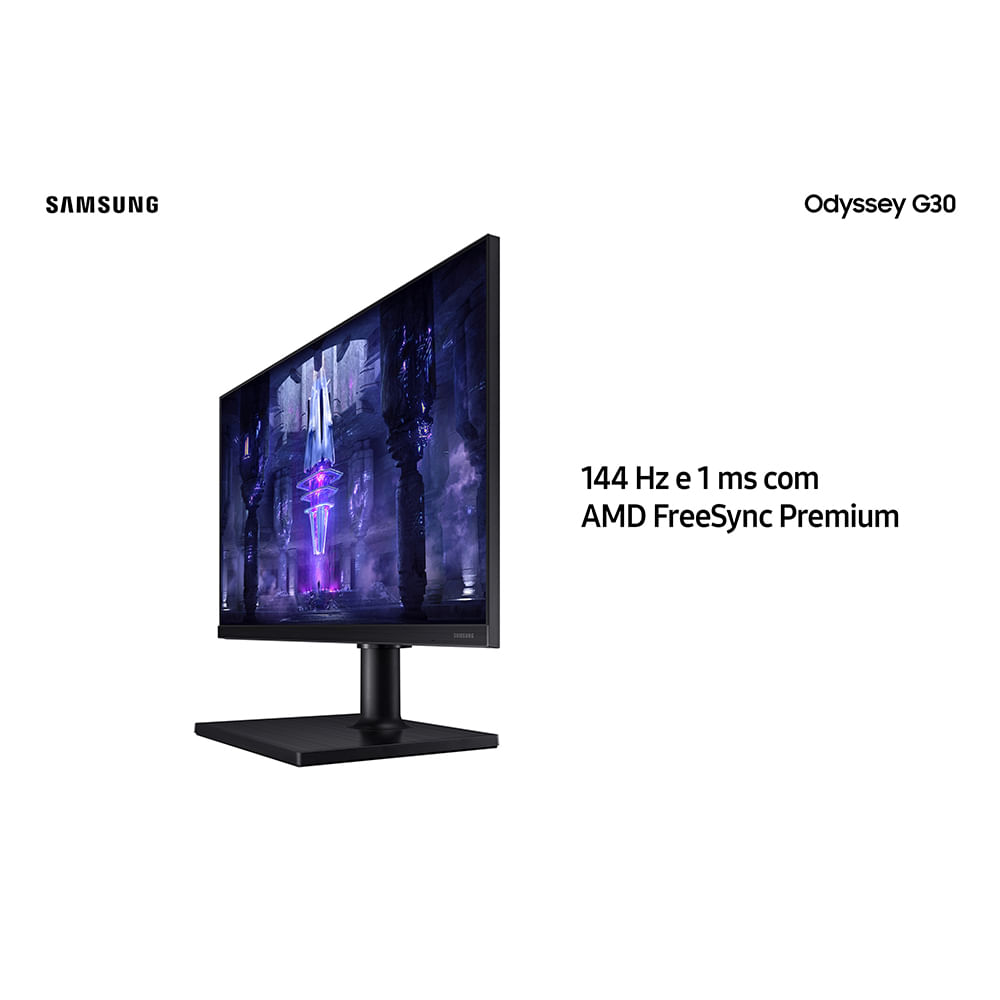 Monitor Gamer Odyssey G30 24" Samsung, FHD, 144 Hz, 1ms, HDMI, DP, Freesync - LS24BG300ELMZD