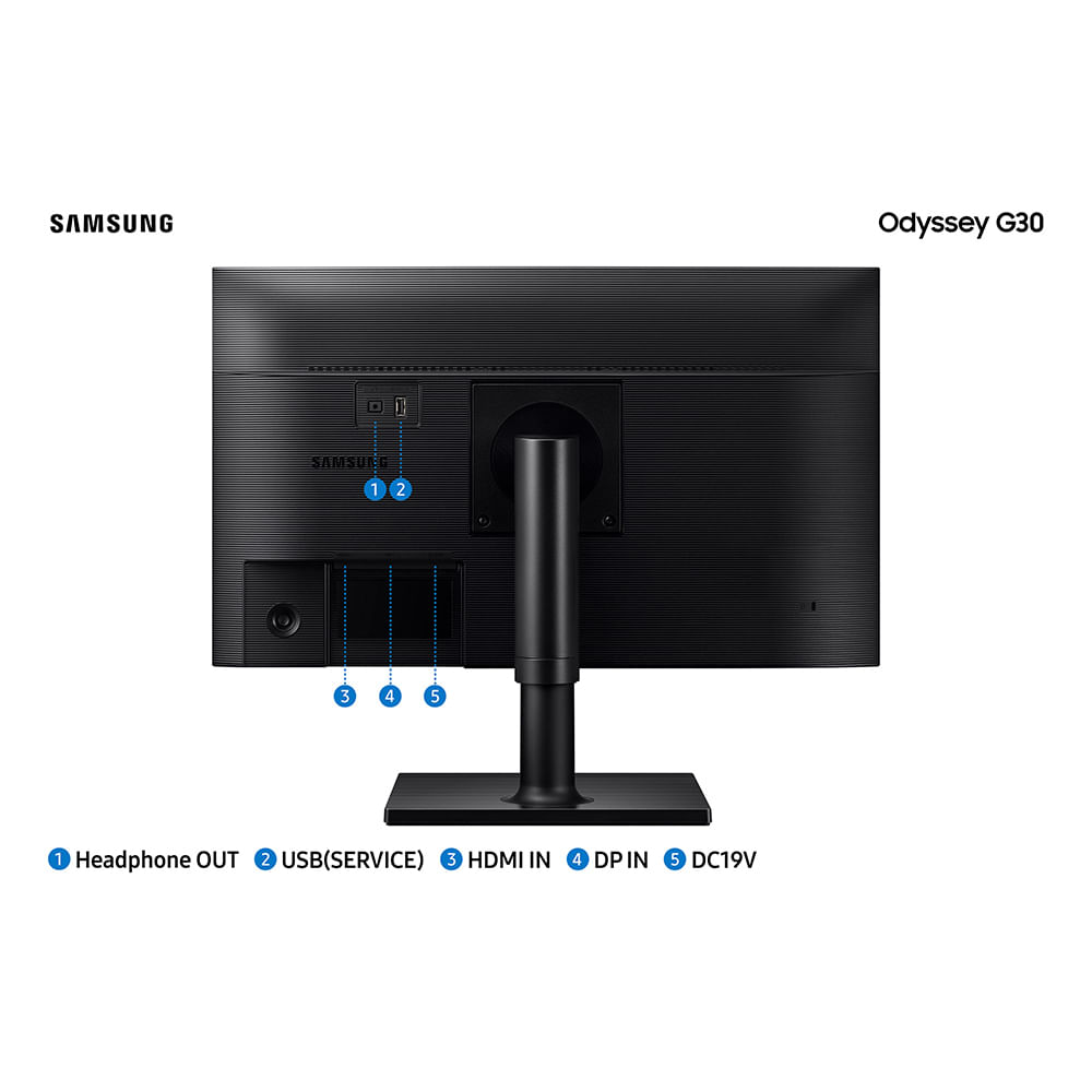 Monitor Gamer Odyssey G30 24" Samsung, FHD, 144 Hz, 1ms, HDMI, DP, Freesync - LS24BG300ELMZD