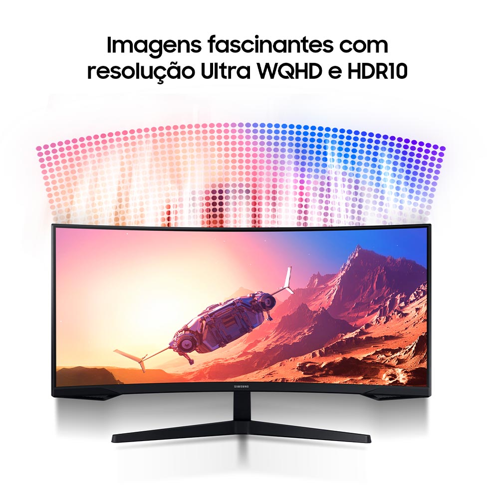 Monitor Gamer Odyssey G5 34" Samsung com 2,500:1 Contraste, Ultra WQHD, 165Hz, 1ms, HDMI - LC34G55TWWLMZD